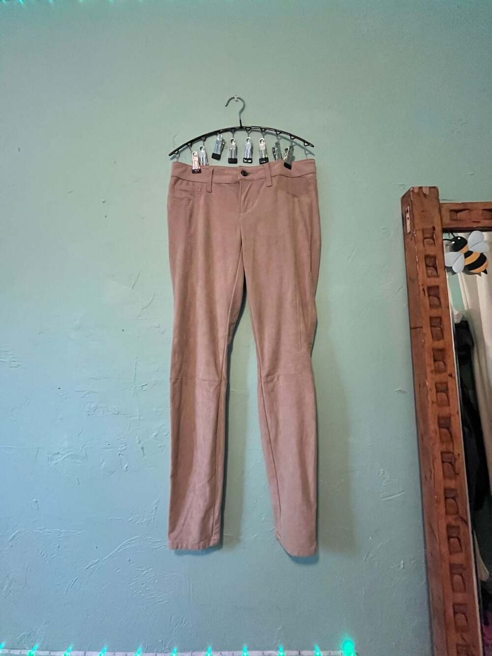 Guess Power Skinny Low Beige Suede Pants Size 6